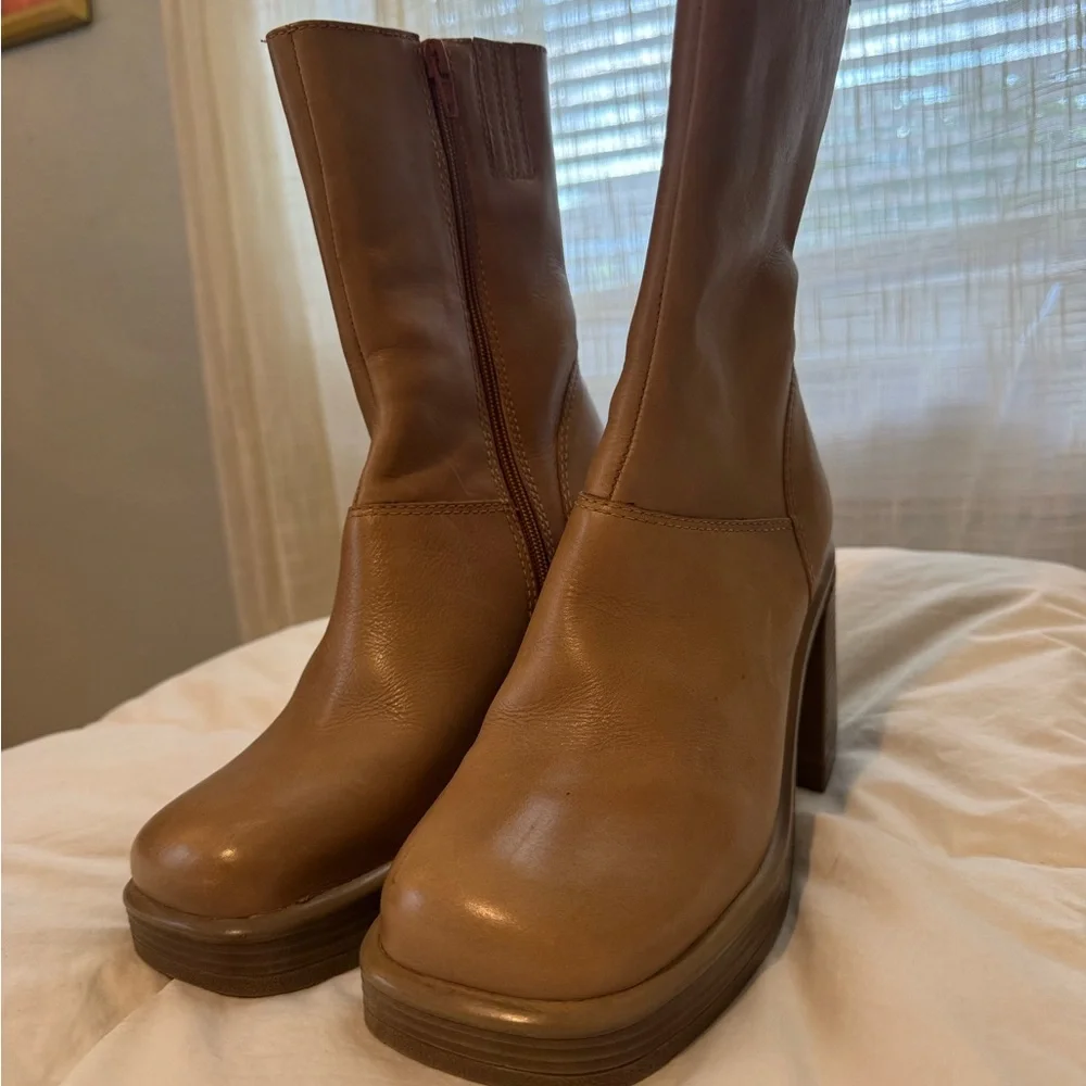 90’s Vintage Chunky Mid Calve Steve Madden Leather Boots - Picture 5 of 8